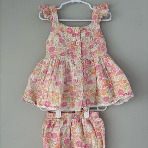 SweetHoney Pink and Orange Floral Kids Matching Set